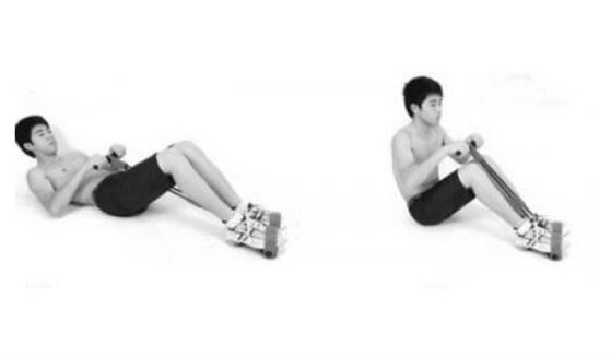 In extract at the same time lift the upper body and bend your legs to the knees