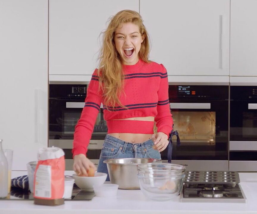 Slim girl prepares a healthy breakfast